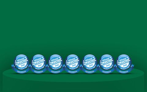 Three Readers digest badges, awarded to specsavers for most trusted brand in the optometrist category for the years 2020, 2021 and 2022, as voted by New Zealanders.